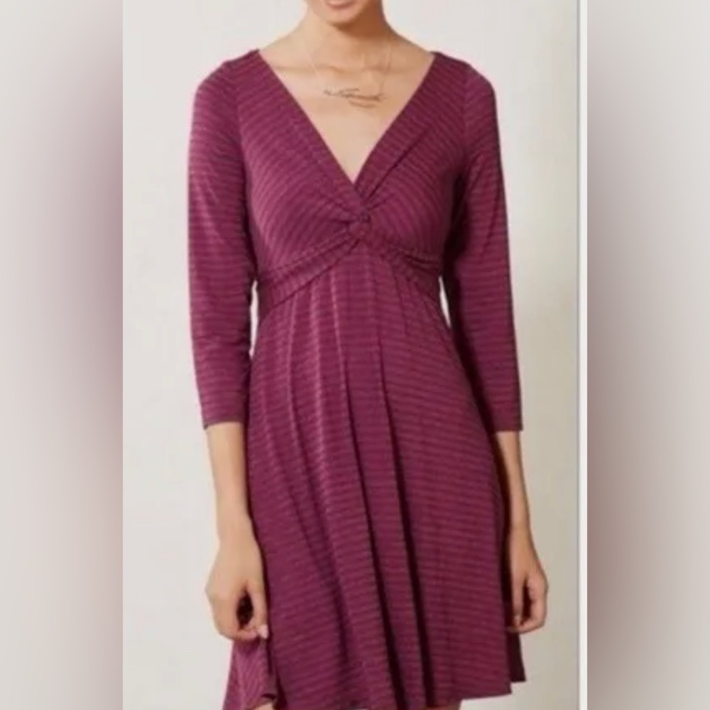 Anthro Lilka XS pink and grey stripe jersey dress from Anthropologie